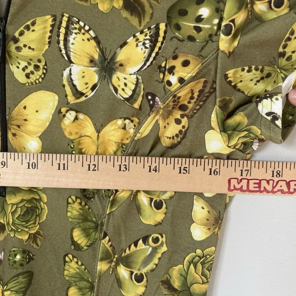Koulius Zaard Vtg. Cycling Jersey Top Butterfly Print Green USA Made Size Medium